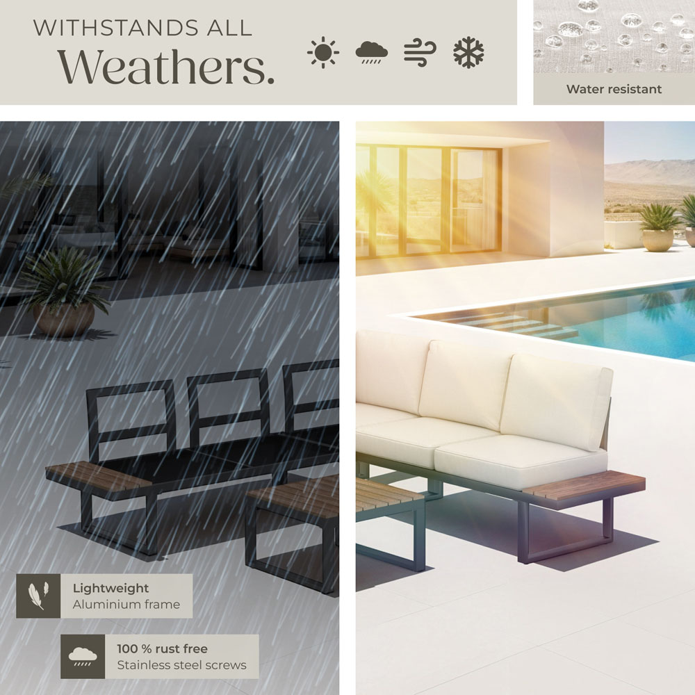 tectake Eliar 5 Seater Corner Garden Sofa Set with Cushion Image 7