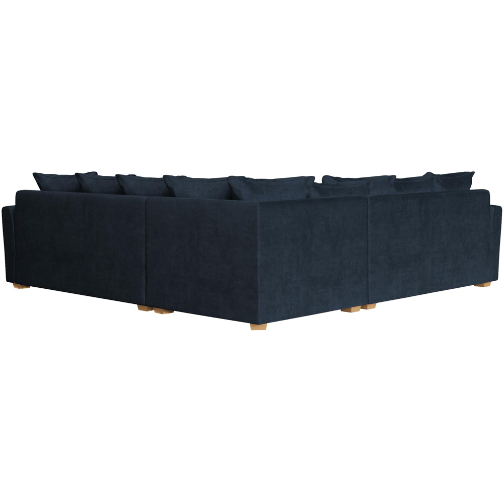 Wendleberry 4 Seater Royal Blue Plush Velvet Scatter Back Corner Sofa Image 4