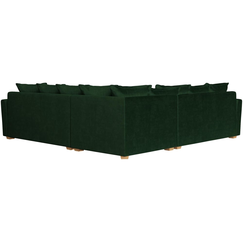 Wendleberry 4 Seater Forest Green Plush Velvet Scatter Back Corner Sofa Image 4