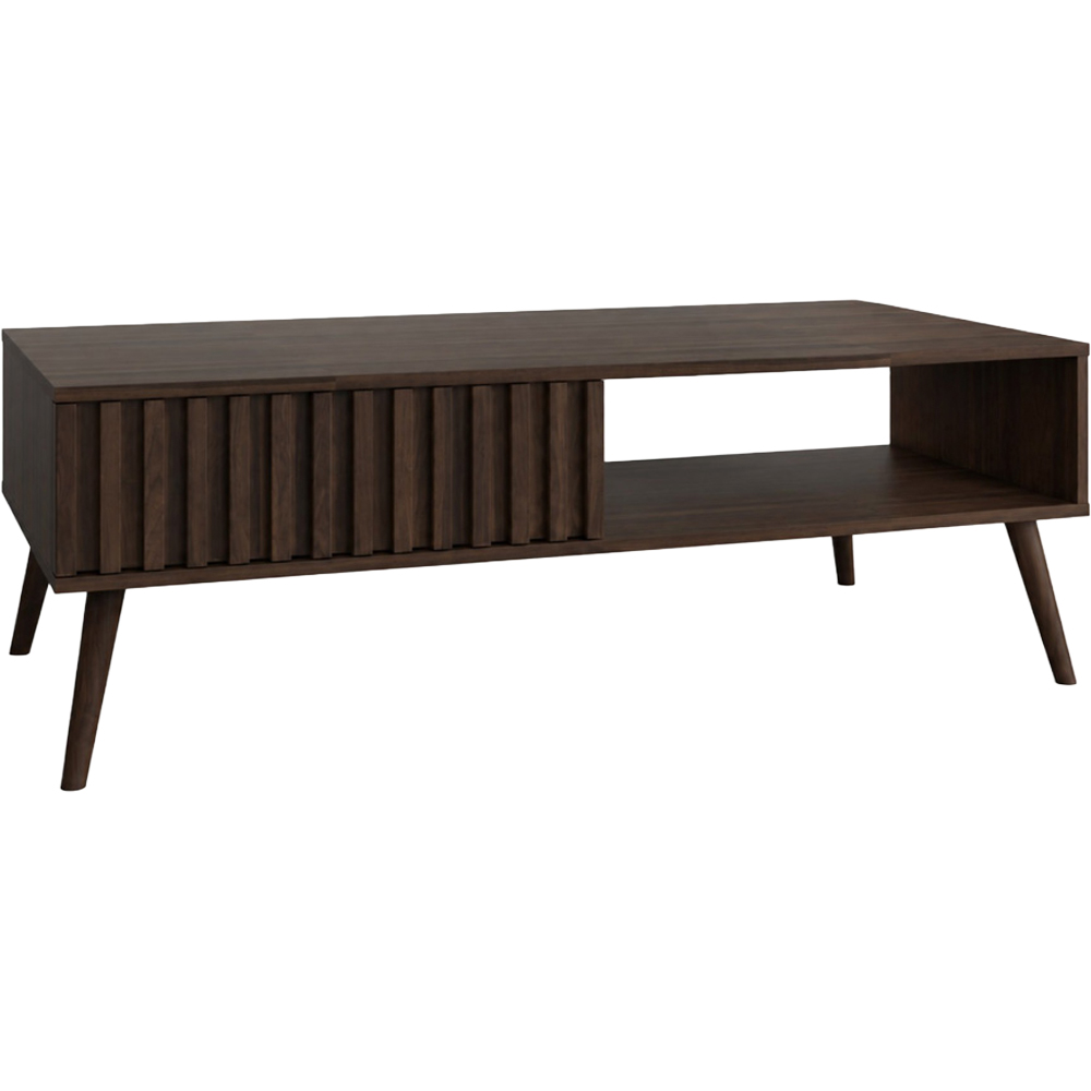GFW Rowan Single Drawer Single Shelf Walnut Slatted Coffee Table Image 2