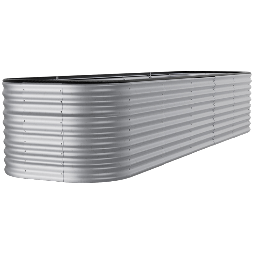 Living and Home Silver Oval Galvanised Steel Raised Garden Bed 320 x 56cm Image 4