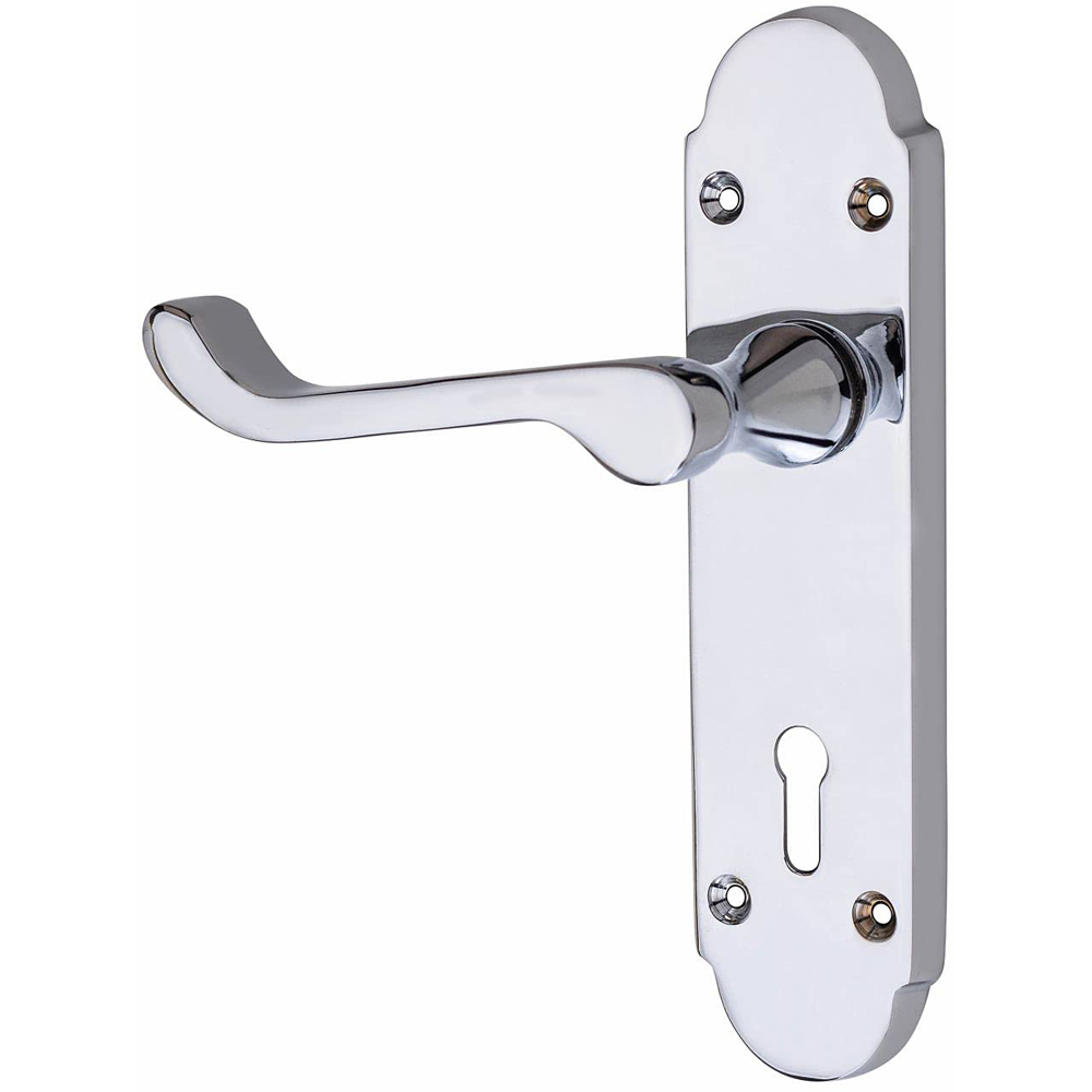 Golden Grace Polished Chrome Victorian Epsom Scroll 3 Lever Lock Door Handle with Hinge Image 3