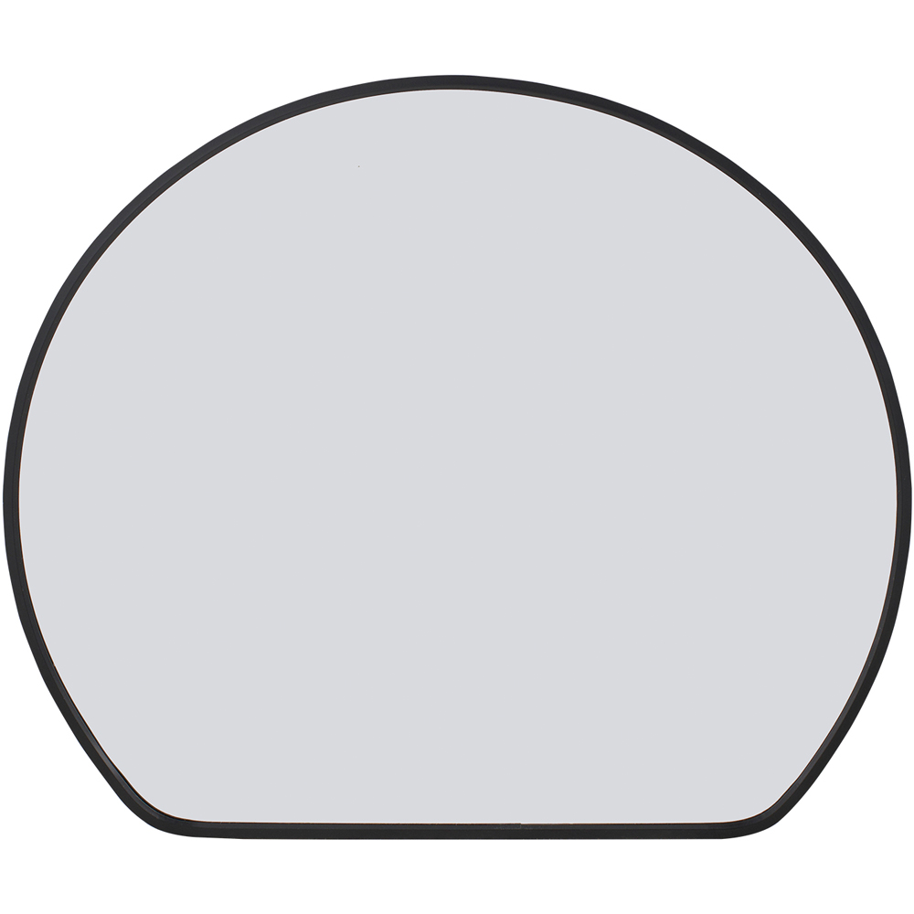 Living and Home Black Rounded Aluminium Framed HD Float Glass Bathroom Mirror 50 x 42cm Image 1