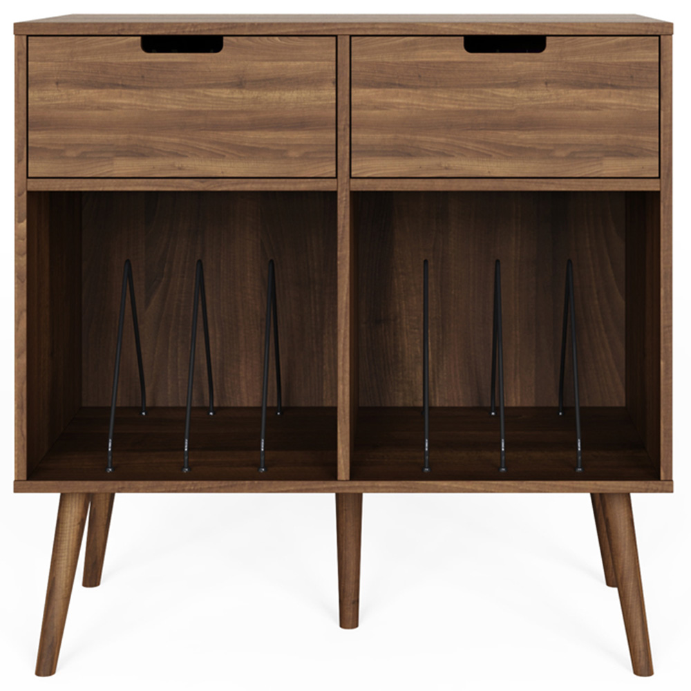 GFW Jaxon 2 Drawer 2 Shelf Walnut Turntable Stand Image 3