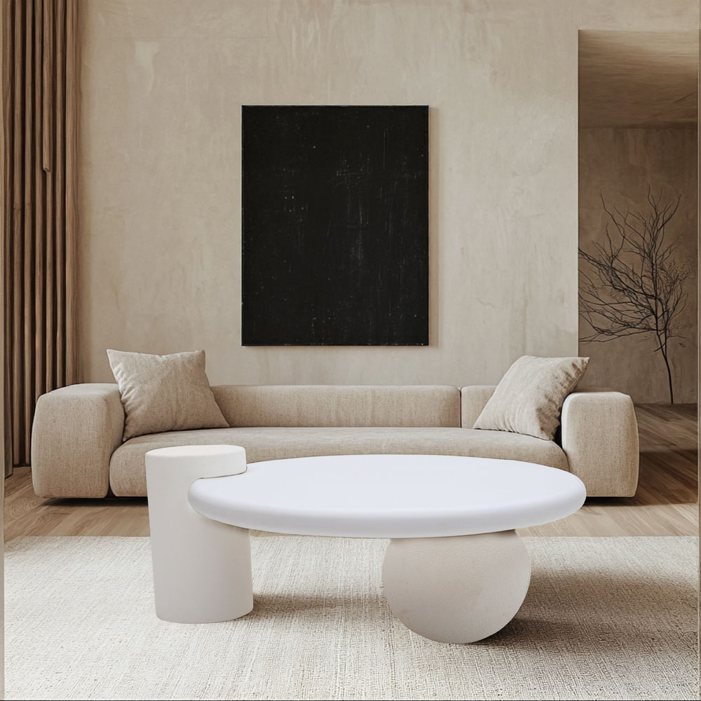 IH Design Udaipur White Abstract Coffee Table Image 6