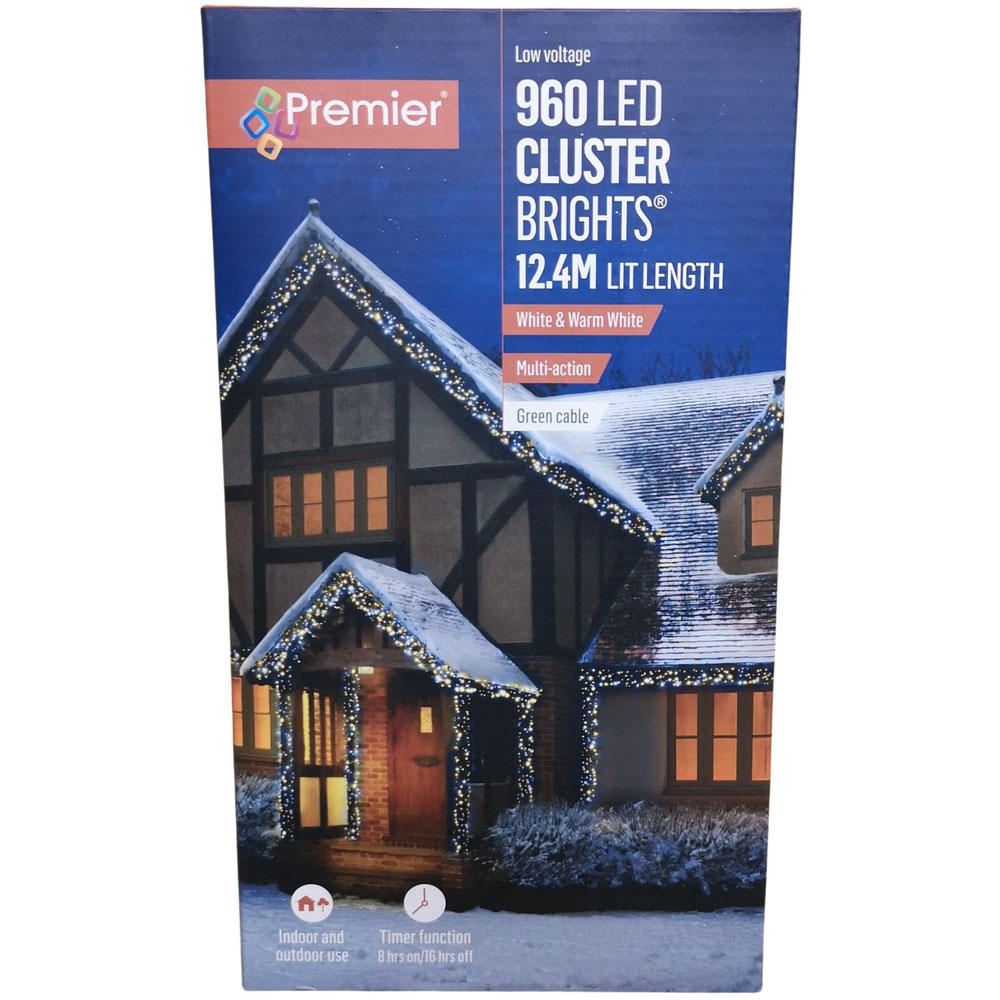 Premier ClusterBrights 960 Cool and Warm White LED Christmas Cluster Light 12.4m Image 2