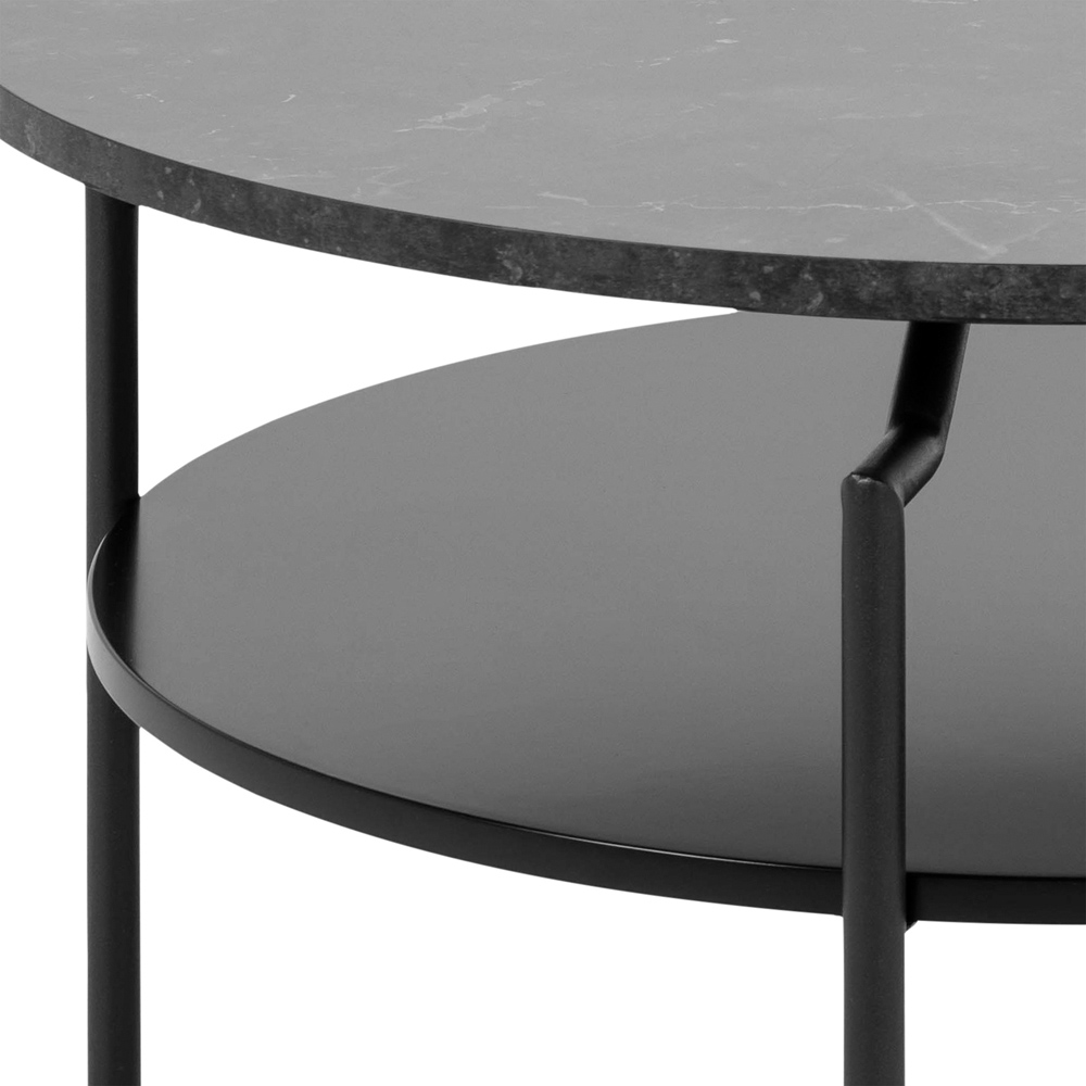 Florence Goldington Single Shelf Black Marble Melamine Round Coffee Table Image 6