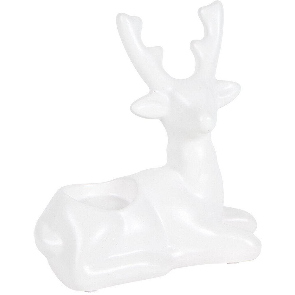 Set of 2 Festive Reindeer Tealight Holders White Image 3