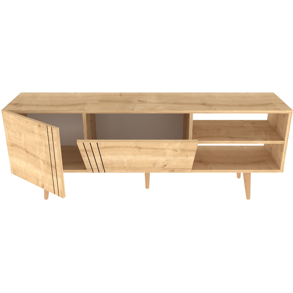 Decorotika Ronas 2 Door 2 Shelf Oak Wide TV Unit Image 2