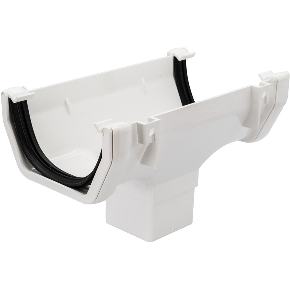 FloPlast Square Gutter Running Outlet White 114mm Image 4