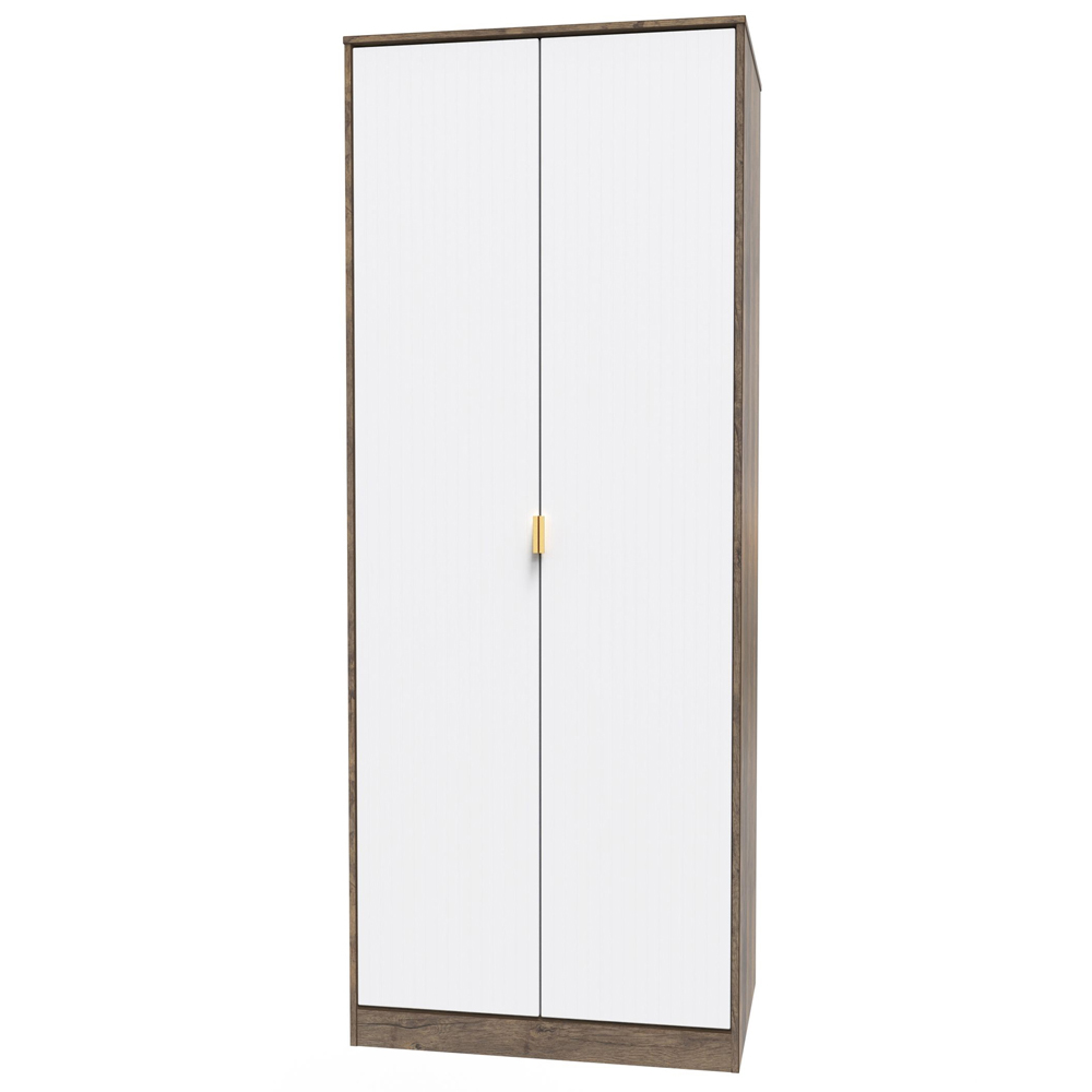 Crowndale 2 Door White Matt and Vintage Oak Wardrobe Ready Assembled Image 2