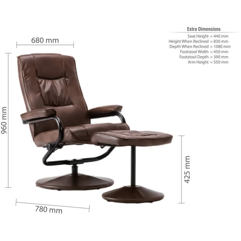 Memphis Brown Swivel Chair with Footstool Image 9