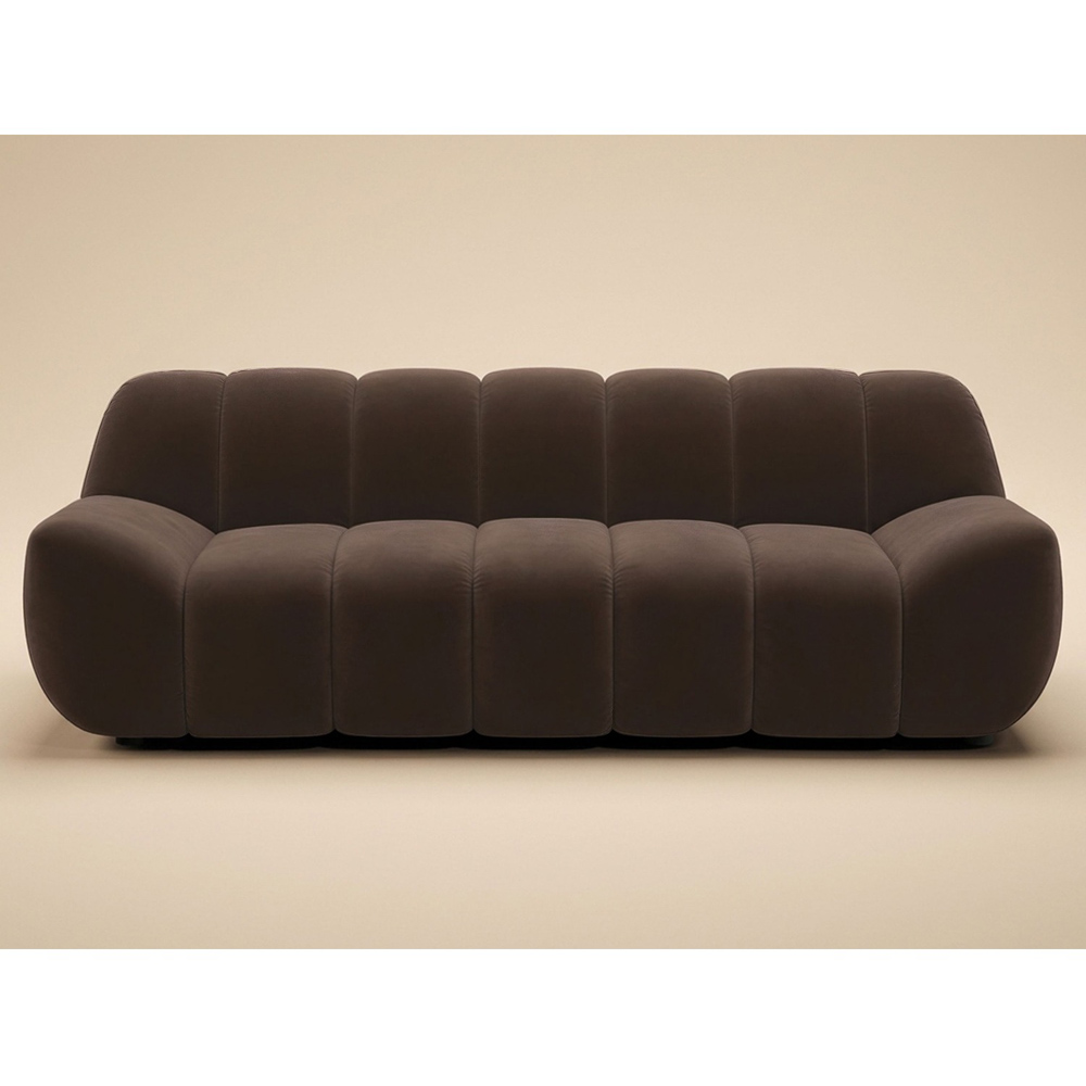 SOLACE+CO Macy Brown Velvet Large 3 Seater Sofa Image 3