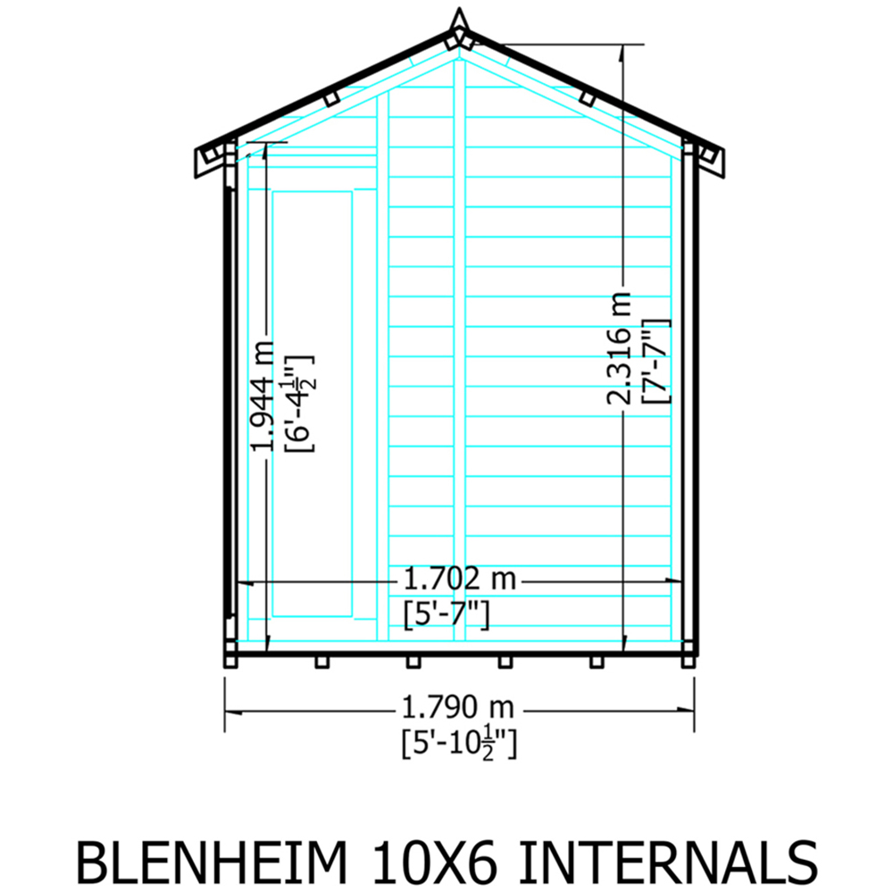 Shire Blenheim 10 x 6ft Double Door Shiplap Apex Summerhouse Image 7