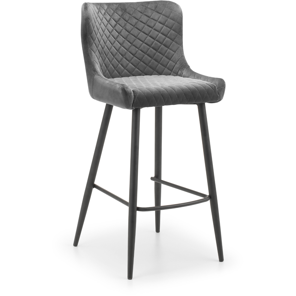 Julian Bowen Luxe Grey Velvet Bar Stool Image 2