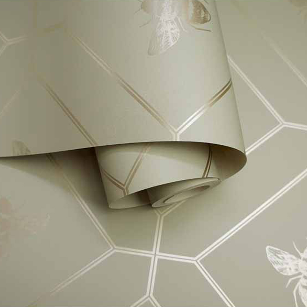 Holden Decor Honeycomb Bee Green Wallpaper Image 2