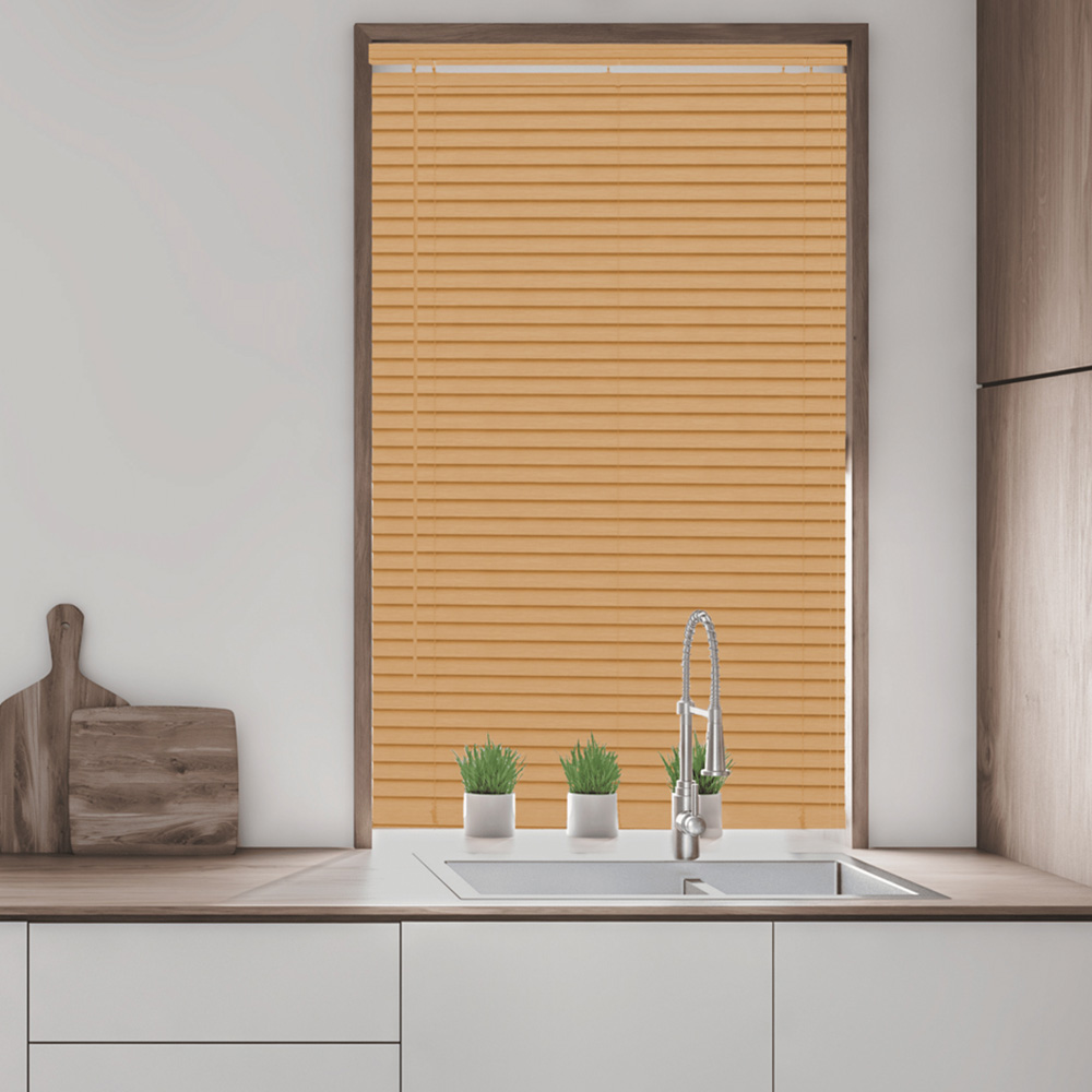 Caecus Wood Grain Effect PVC Long Drop Venetian Blind Teak 165 x 210cm Image 2