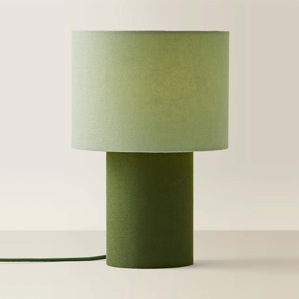 ValueLights Bobby Green Clash Duo Fabric Table Lamp and Bulb Image 3