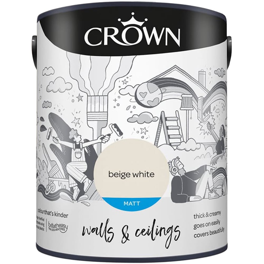 Crown Matt Emulsion Paint 5L - Beige White Image 2