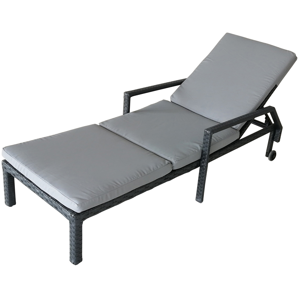 Furniture One Rattan Sun Lounger with Wheels Image 2