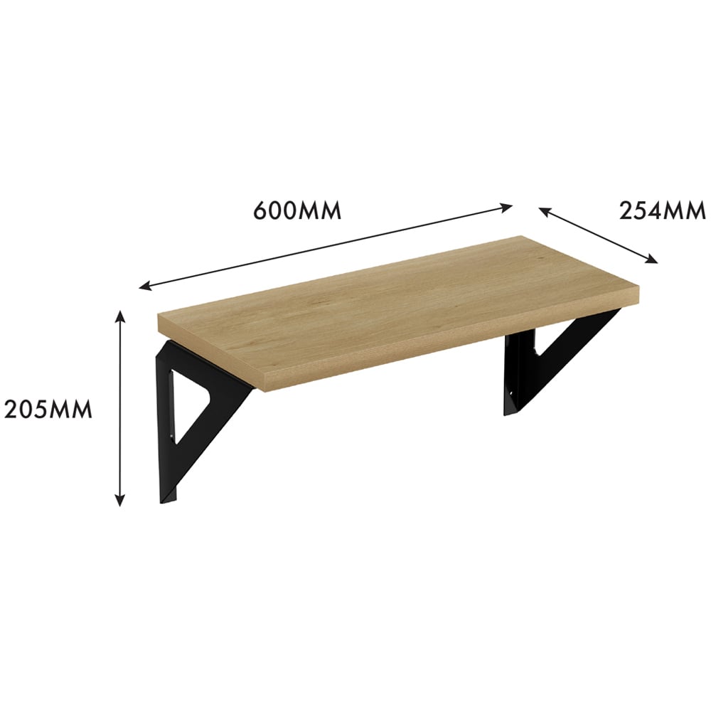 Homebase Light Oak Effect Shelf with Black Brackets 2 Pack Image 7