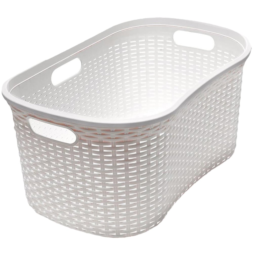 Addis White Rattan Hipster Laundry Basket 40L Image