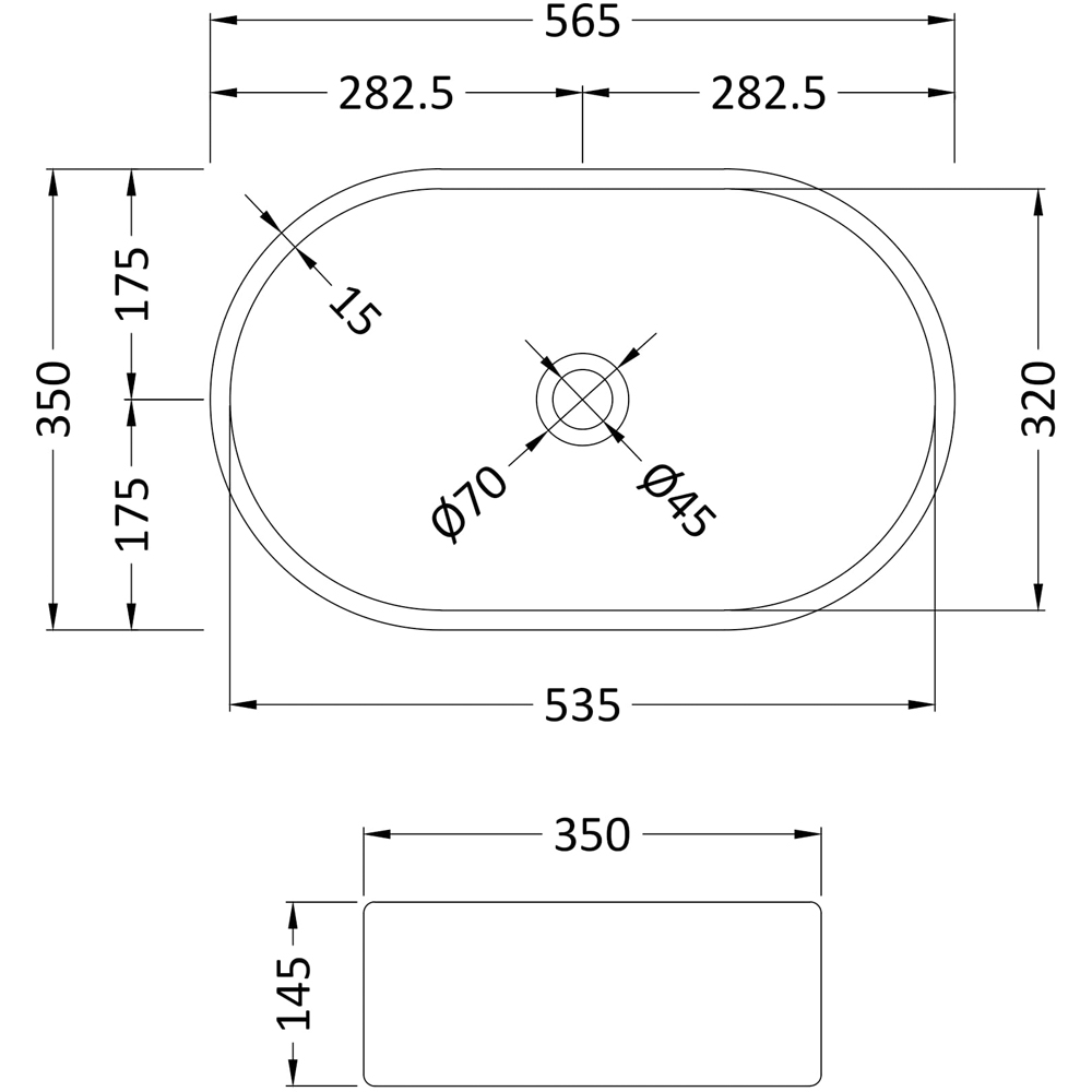 nuie White 0 Tap Hole Oval Vessel 565mm Image 2