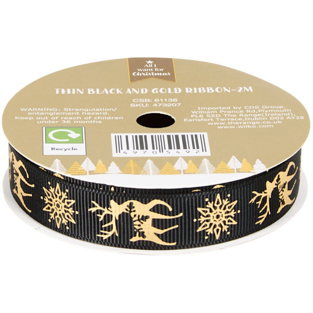 Thin Black and Gold Ribbon Image 5