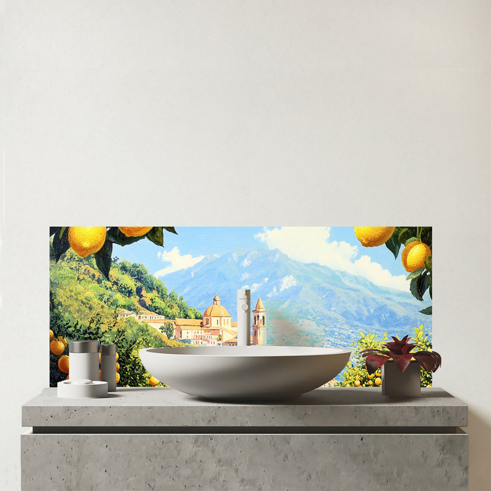 Warren Reed Designer Walking Through Lemons in Sorrento Bathroom Splashback 25 x 60cm Image 1