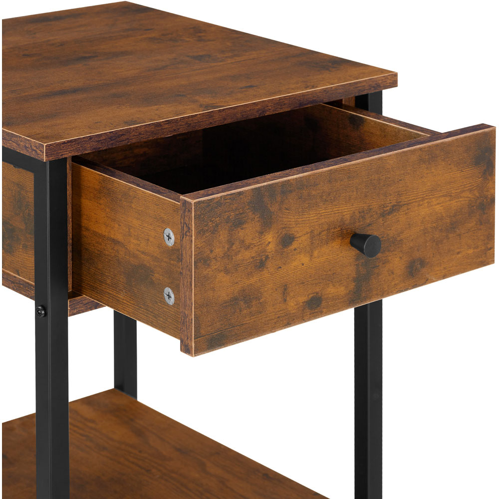 tectake Bradford Single Drawer Dark Wood Bedside Table Image 6