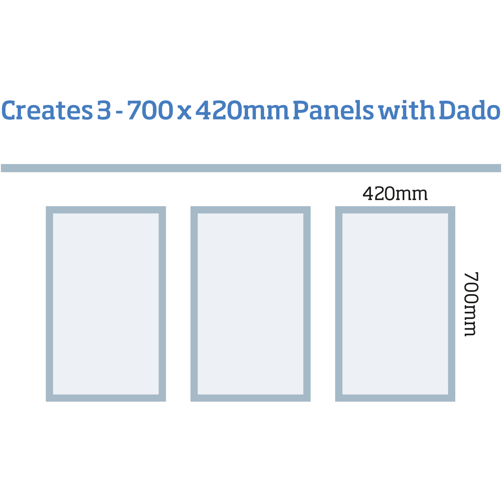 Cheshire Mouldings Ready to Paint Wall Panel Kit 3 with Dado Rail 700 x 420mm 3 Pack Image 4