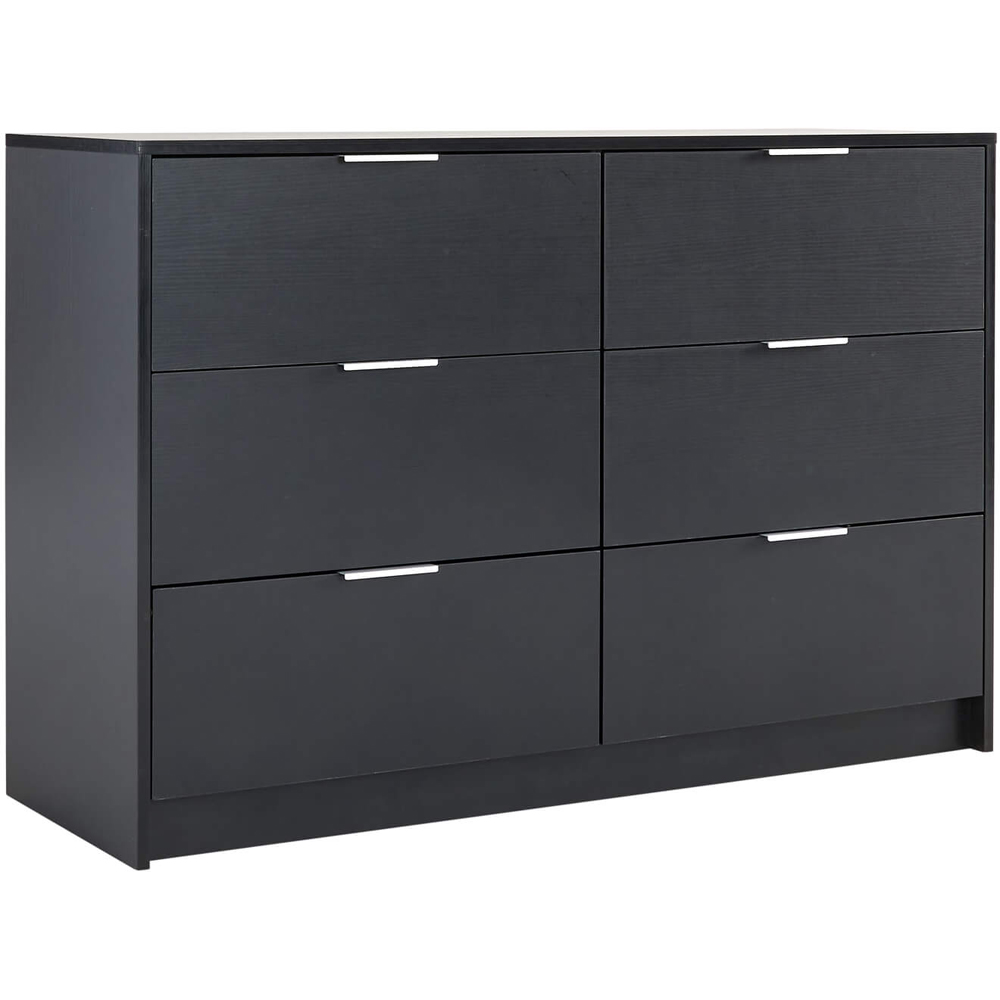 Home Source Phoenix 6 Drawer Black Wide Chest of Drawers Image 2