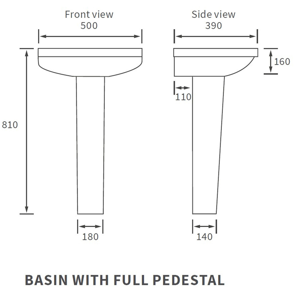 Bathstore Ventura Single Tap Hole White Vitreous China Full Pedestal Basin 500 x 390mm Image 4