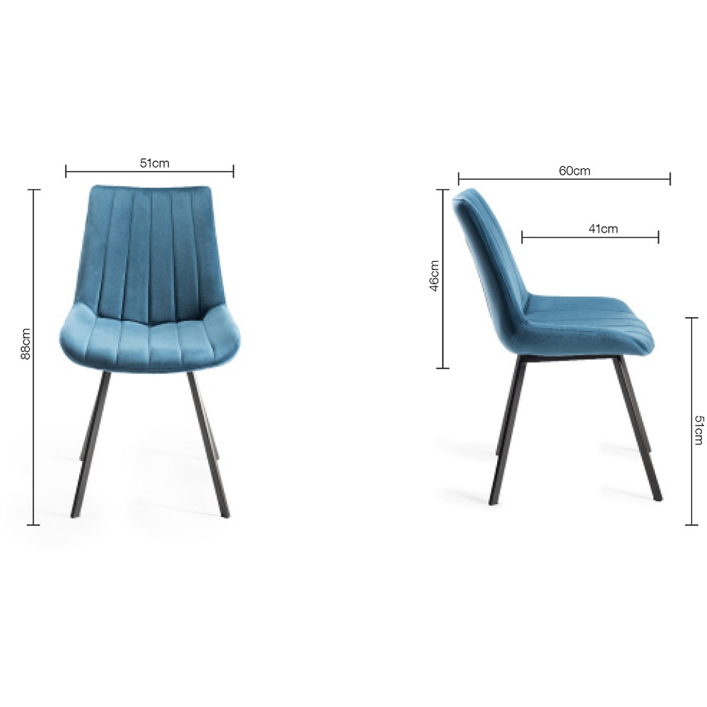 Bentley Designs Fontana Blue Velvet Fabric Upholstered Chair Image 7