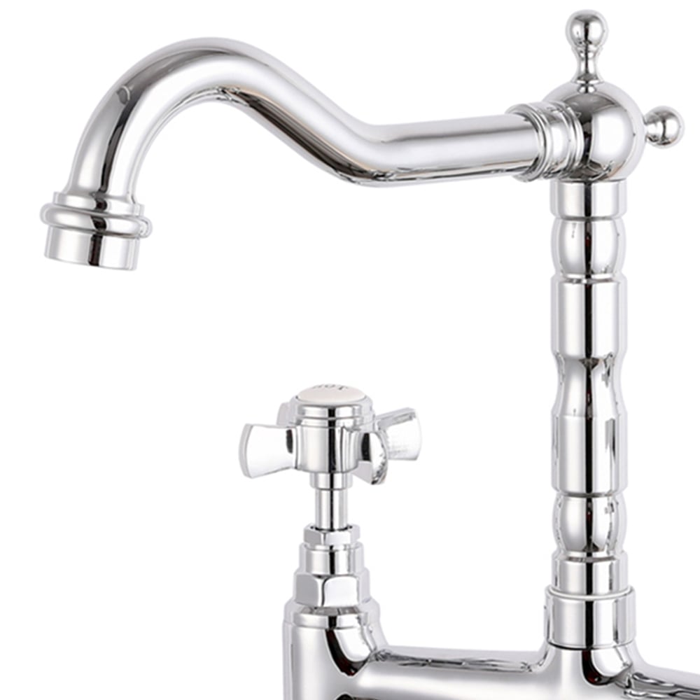 Reginox Velino CH Polished Chrome Dual Lever Bridge Mixer Kitchen Tap Image 2