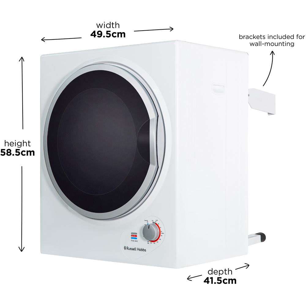Russell Hobbs RH3VTD800 White 2.5kg Vented Tumble Dryer Image 9