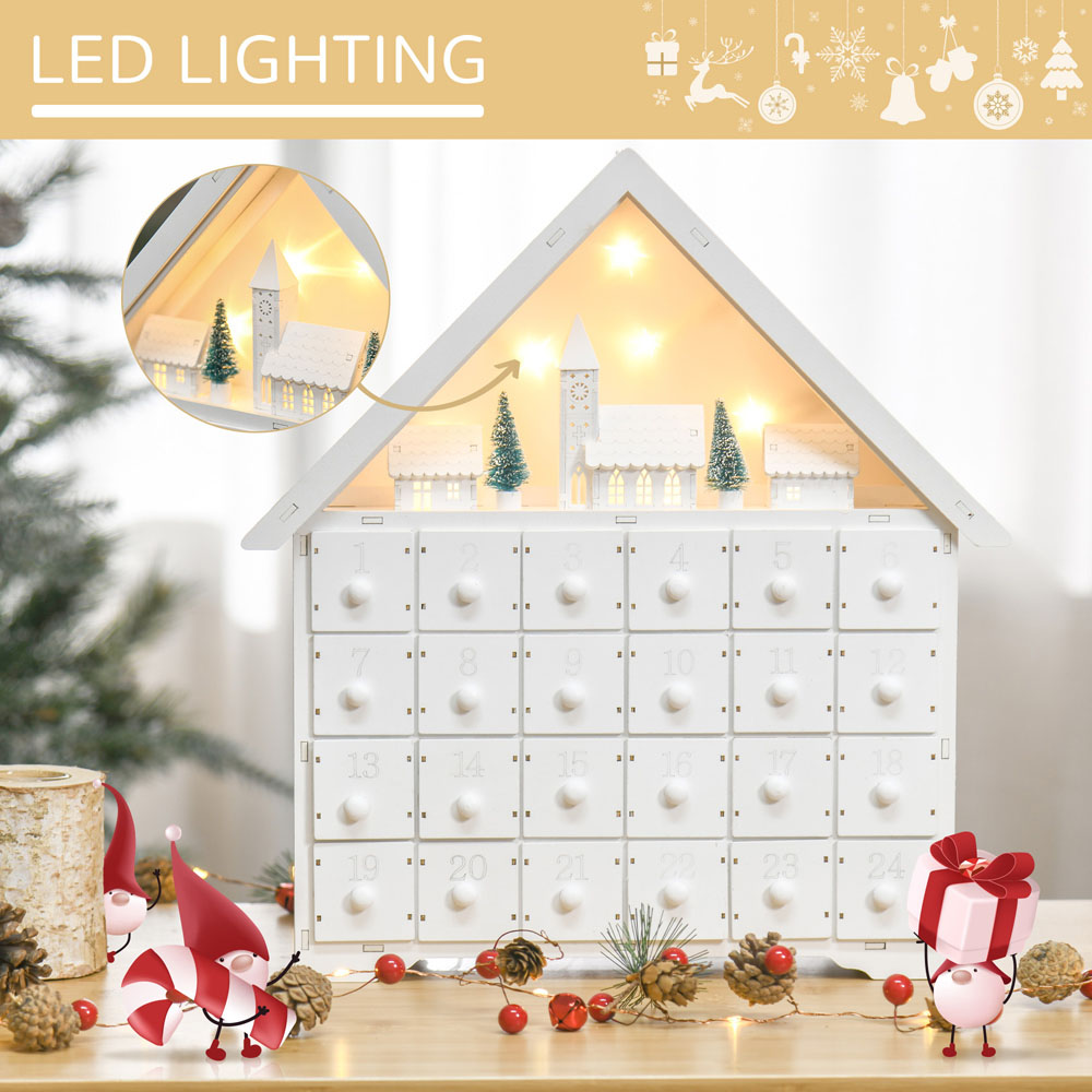 Everglow Light Up Wooden House Village with Countdown Drawer Christmas Advent Calendar Image 4