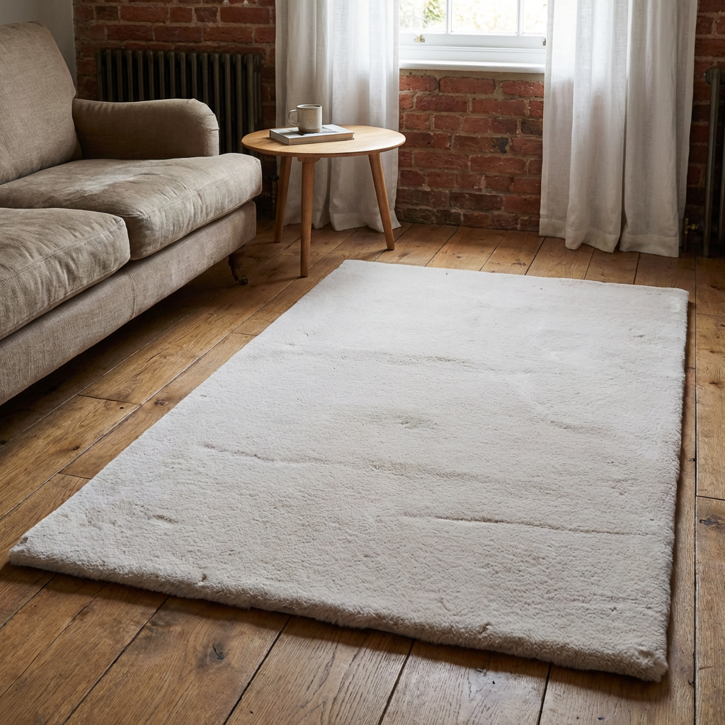 Luxe Natural Rabbit Faux Fur Rug Image 4