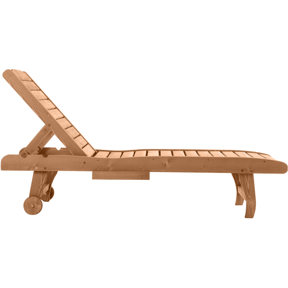 Outsunny Red Brown Adjustable Sun Lounger with Retractable Table Image 3