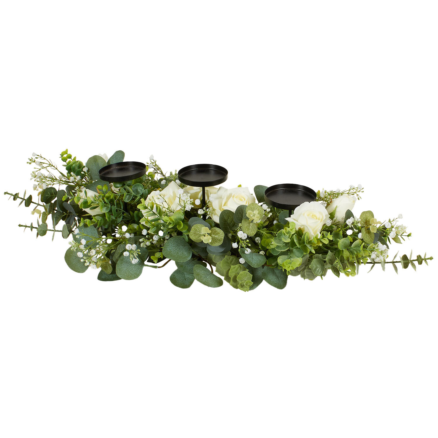 Floral Triple Centrepiece Candle Holder Green Image 4