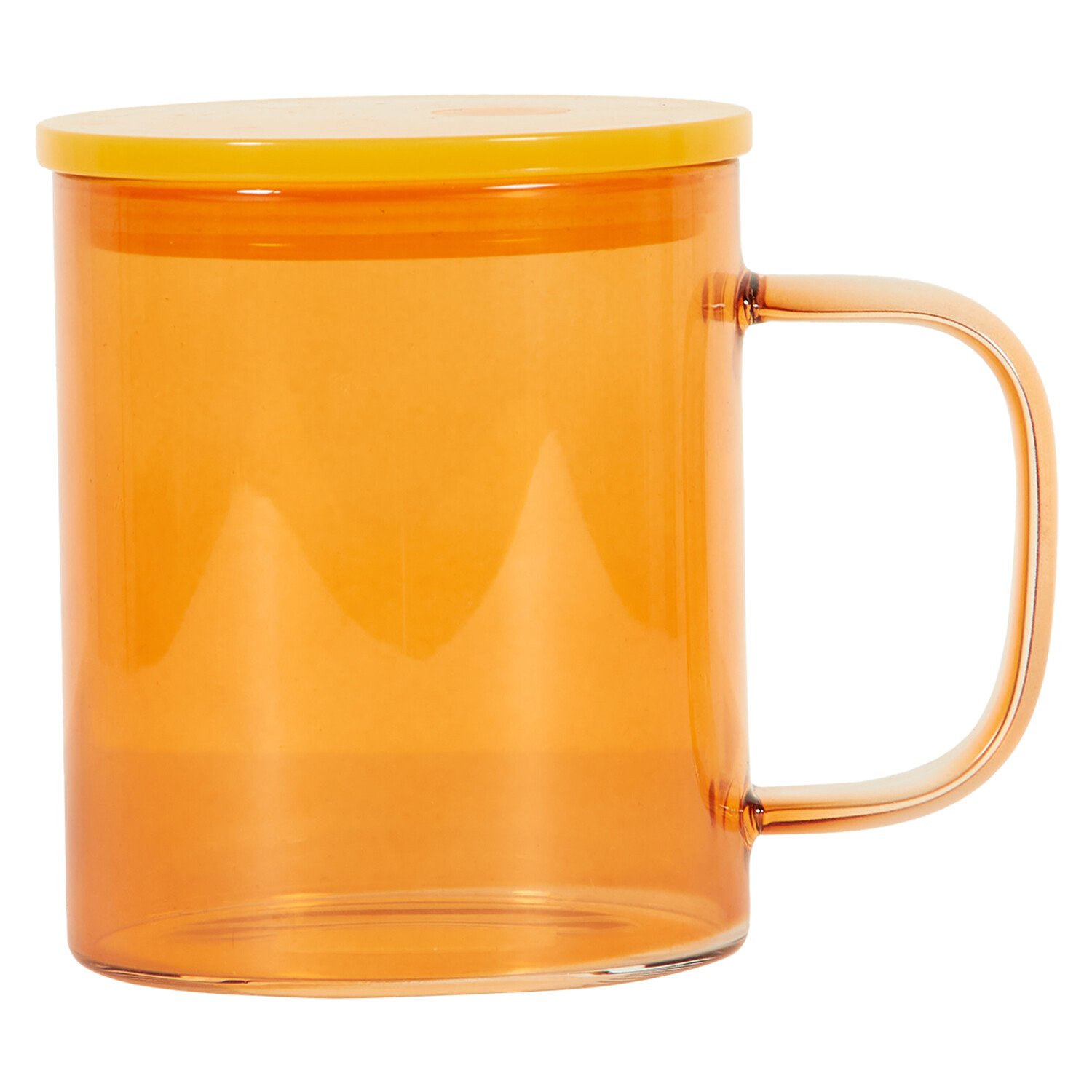 Colour Glass Mug with Plastic Lid 450ml - Multicolour Image 1