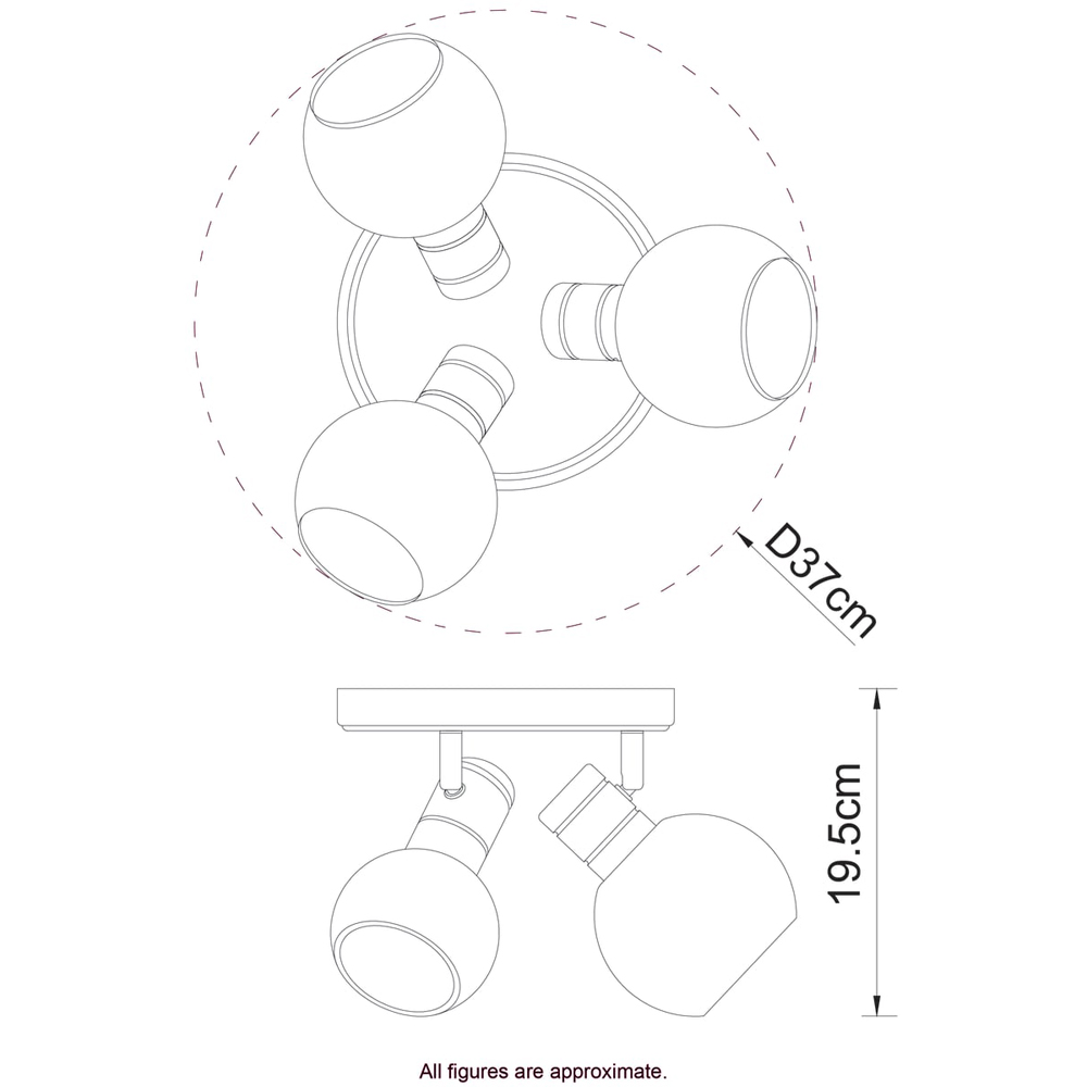 Cosylyte Hilston 3 Light Smoky Glass Shade Gold Spotlight with Metal Base Image 5