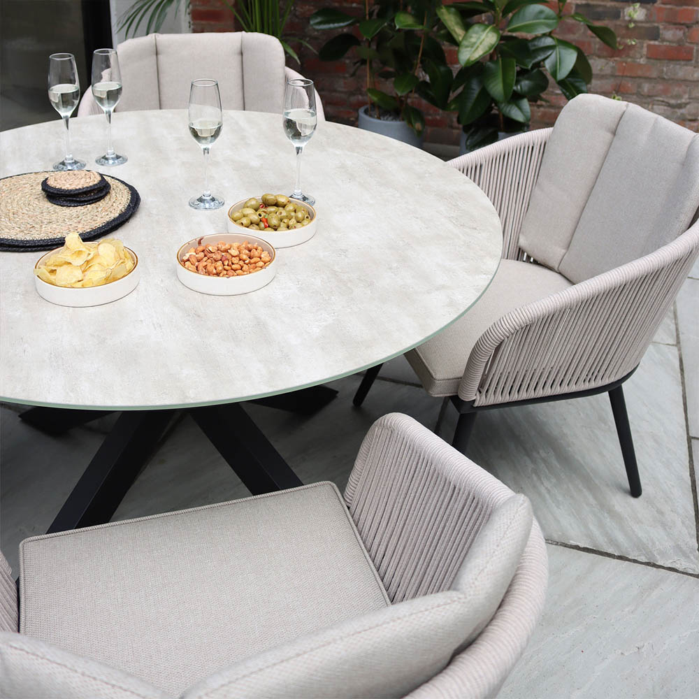 Royalcraft Bali 4 Seater Round Ceramic Rope Dining Set Image 6