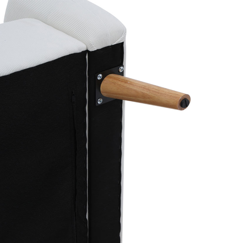 Living and Home 2 Seater White Corduroy Loveseat Sofa Image 7