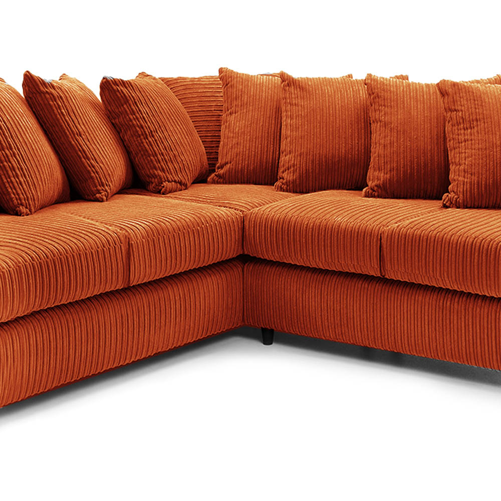 Luxor 5 Seater Orange Jumbo Cord Scatter Back L Shaped Corner Sofa Set Image 4