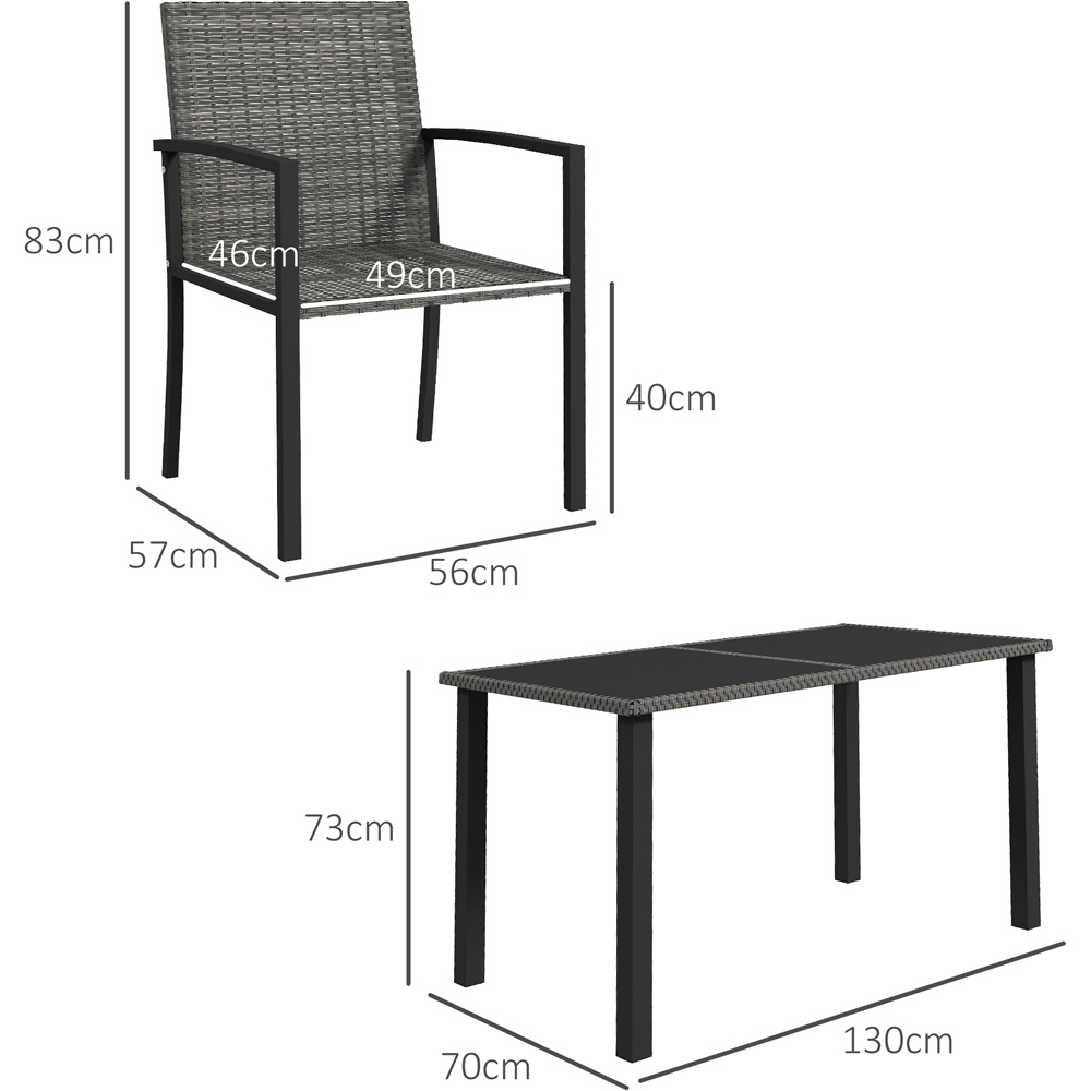 Outsunny Rattan 4 Seater Dining Set Grey Image 7