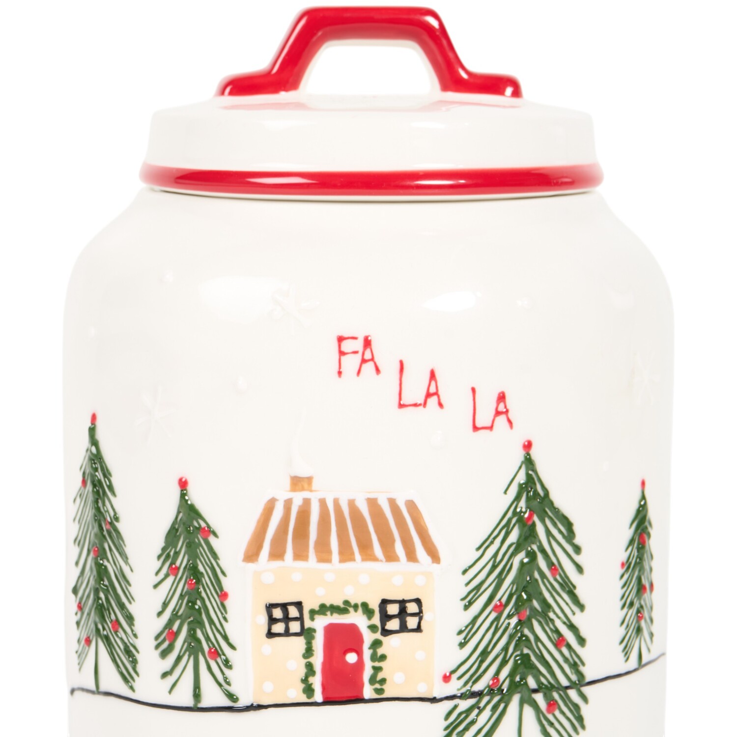 Festive Stone Fa La La Cookie Jar White Image 3