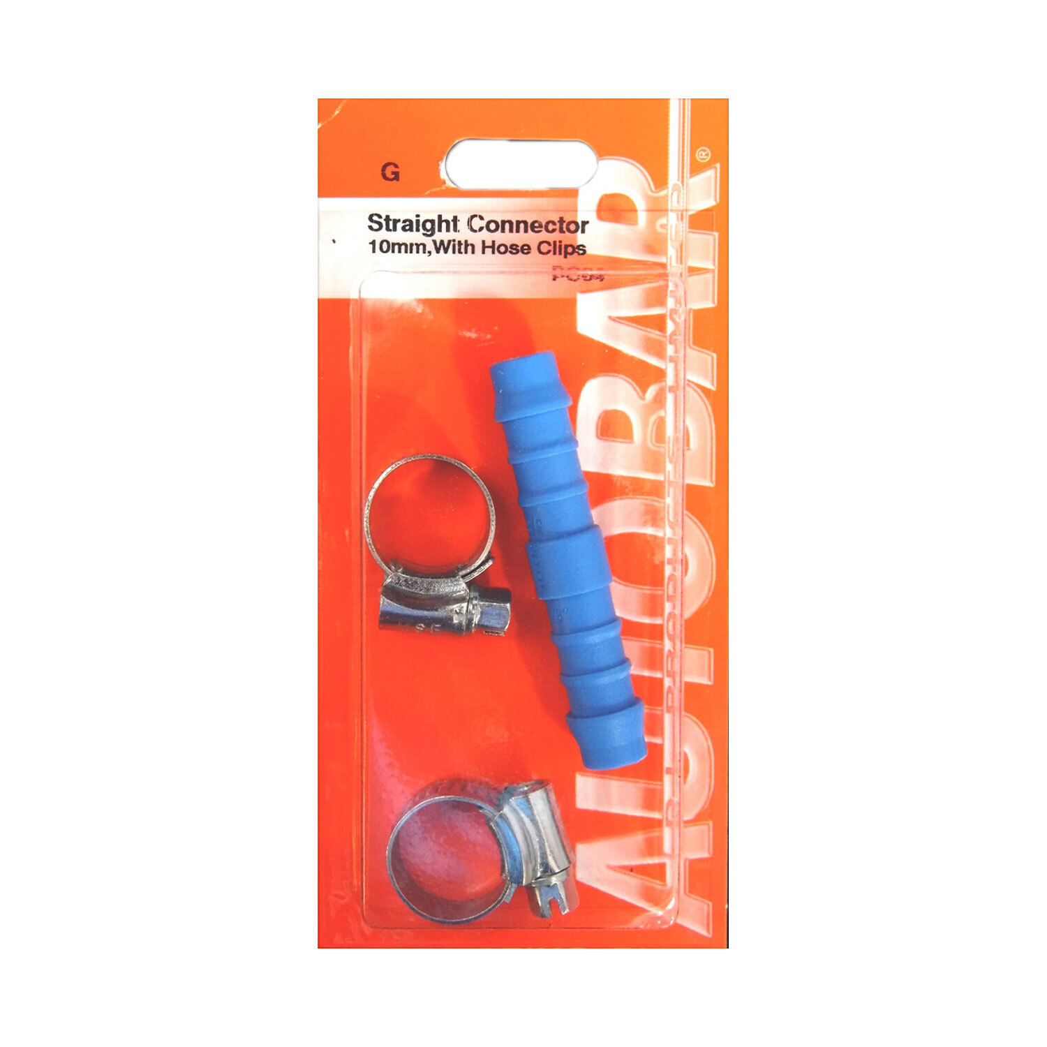 Autobar Straight Connector with Hose Clips - Blue / 10mm Image