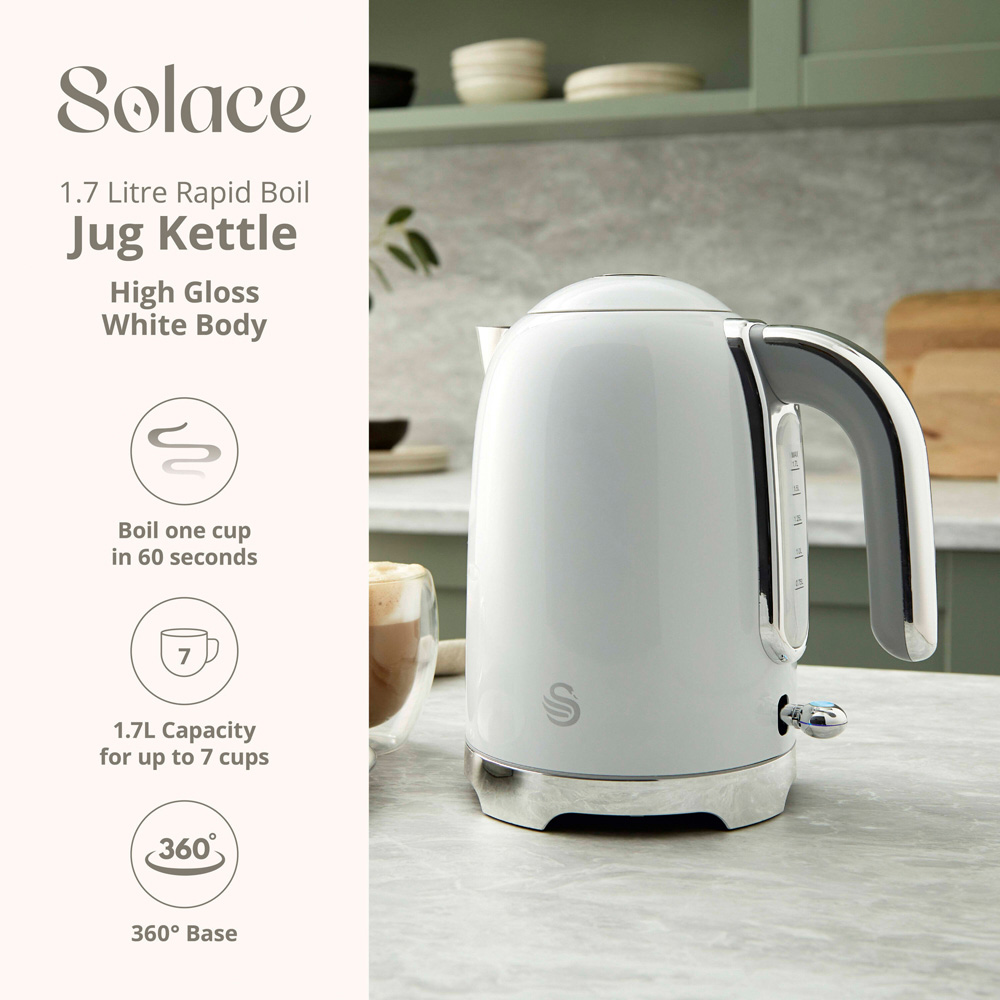 Swan Solace EEJB317 White 2 Slice Toaster and 1.7L Kettle Set Image 2