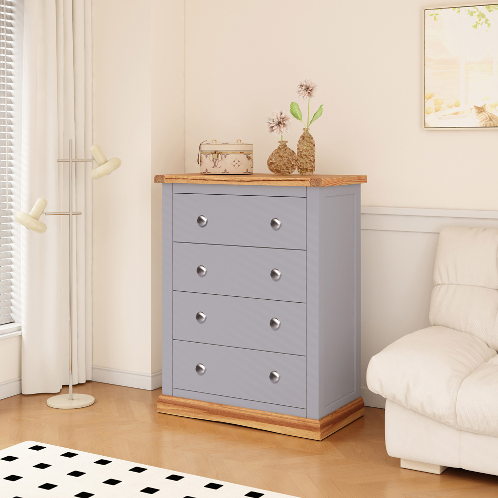 Cabinet Bits Biccari 4 Drawer Dark Grey Chrome Knob Chest of Drawers Image 8